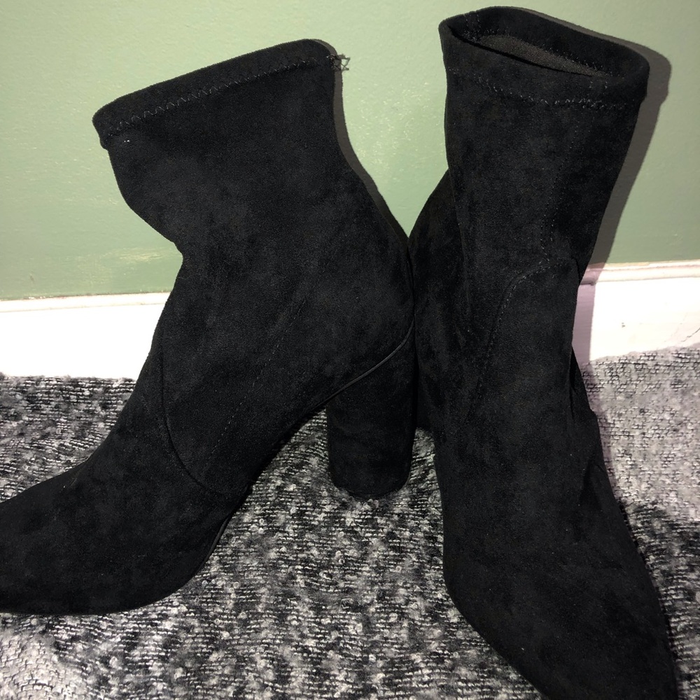 Black Suede Ankle Booties Size 8.5